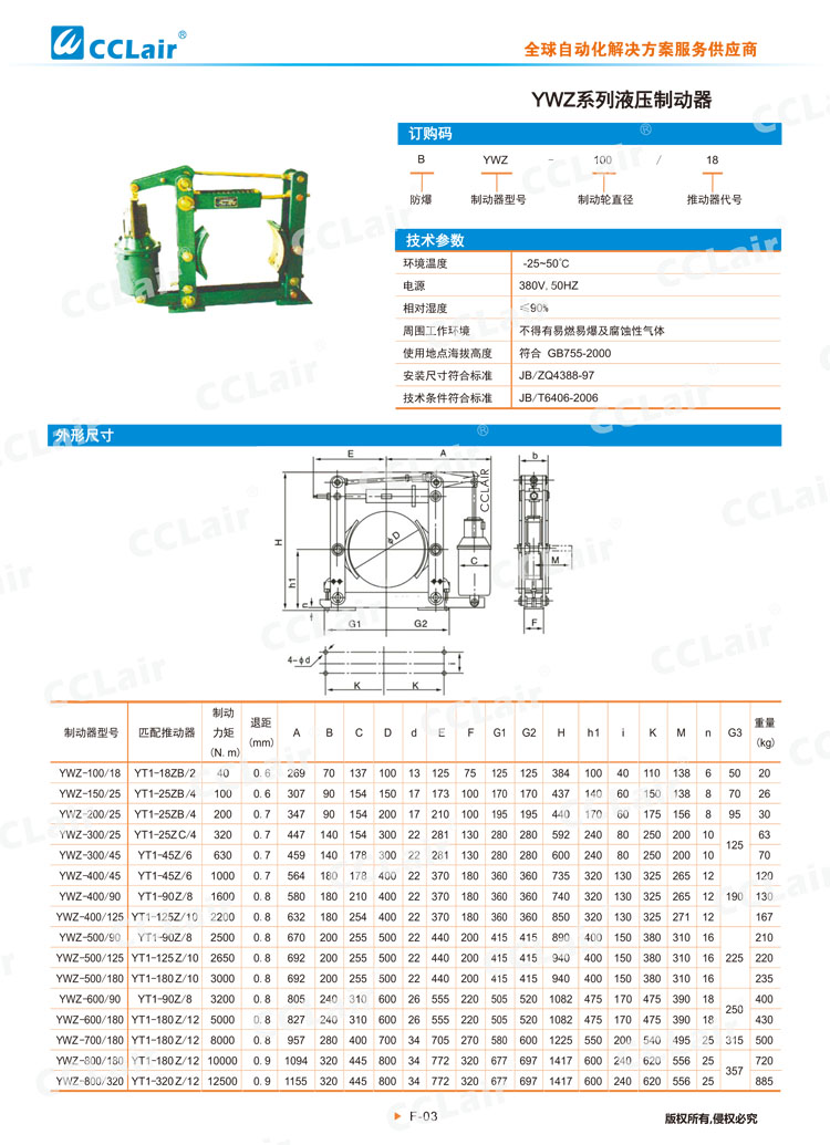 YWZ系列液壓制動器